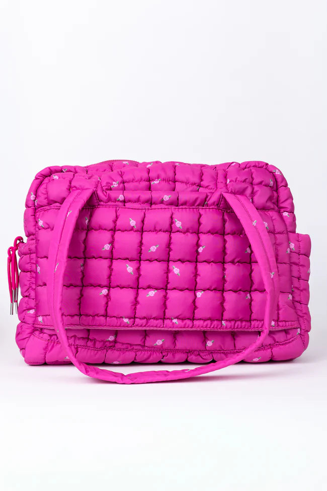 Haylie Fuchsia Petal Pop Quilted Weekender Bag