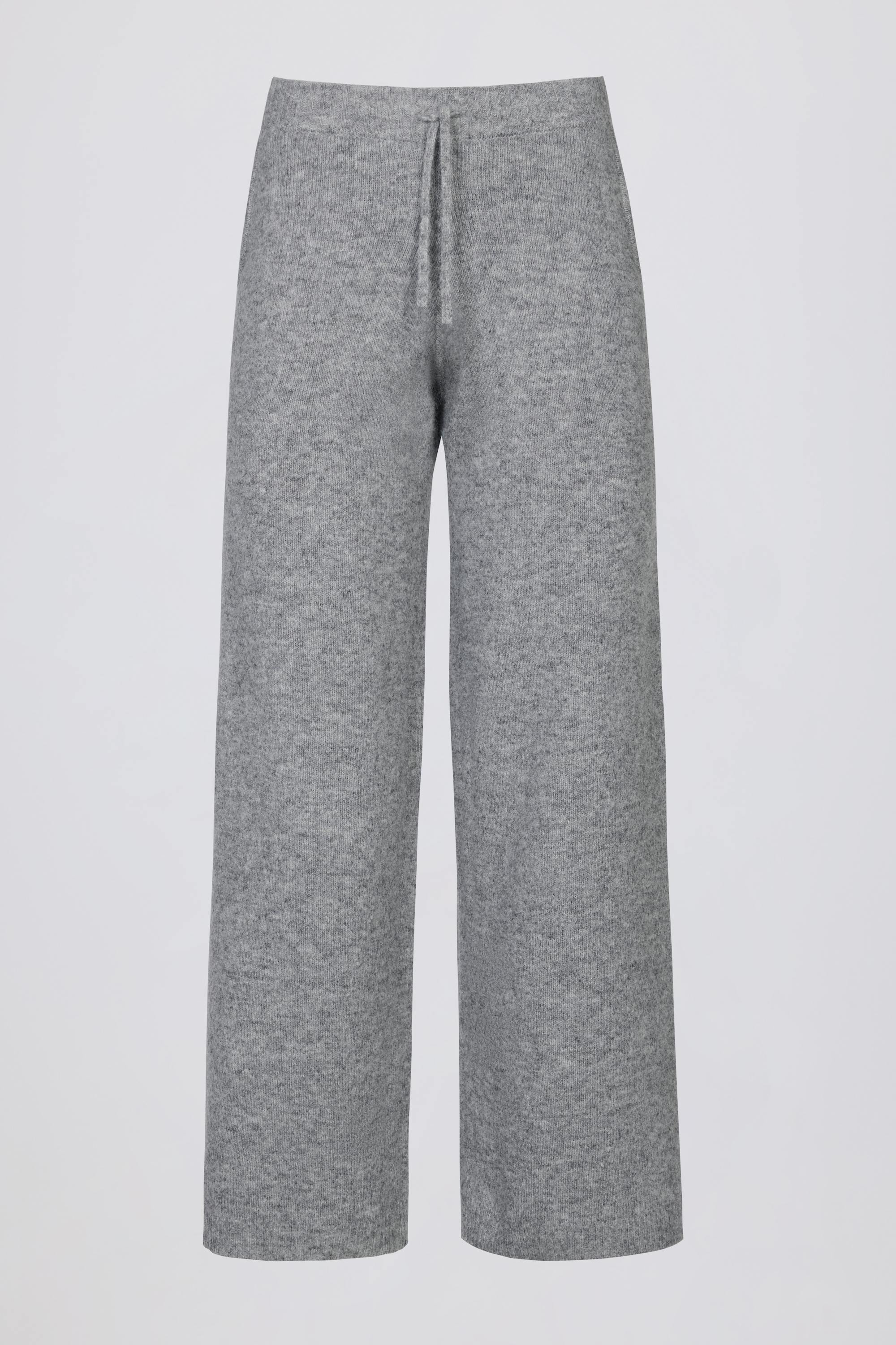 Knit Mid Rise Wide Leg Joggers in Grey