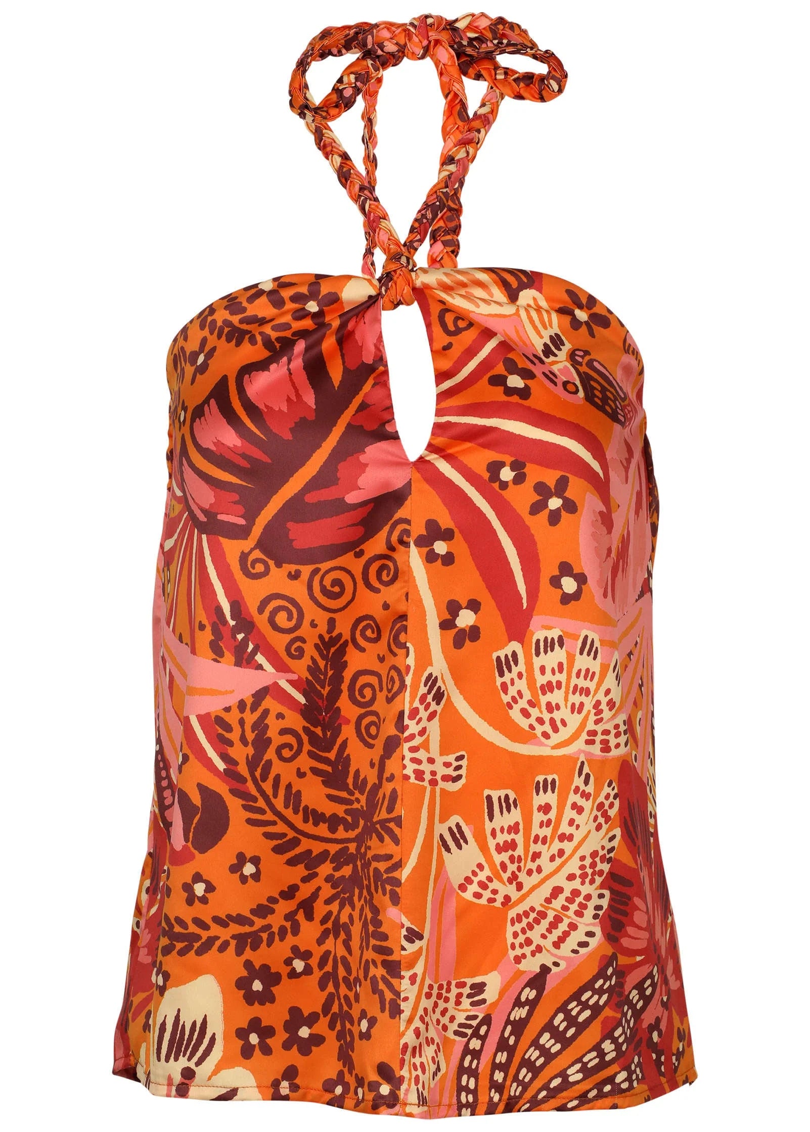 Printed Keyhole Halter Parrot Palm