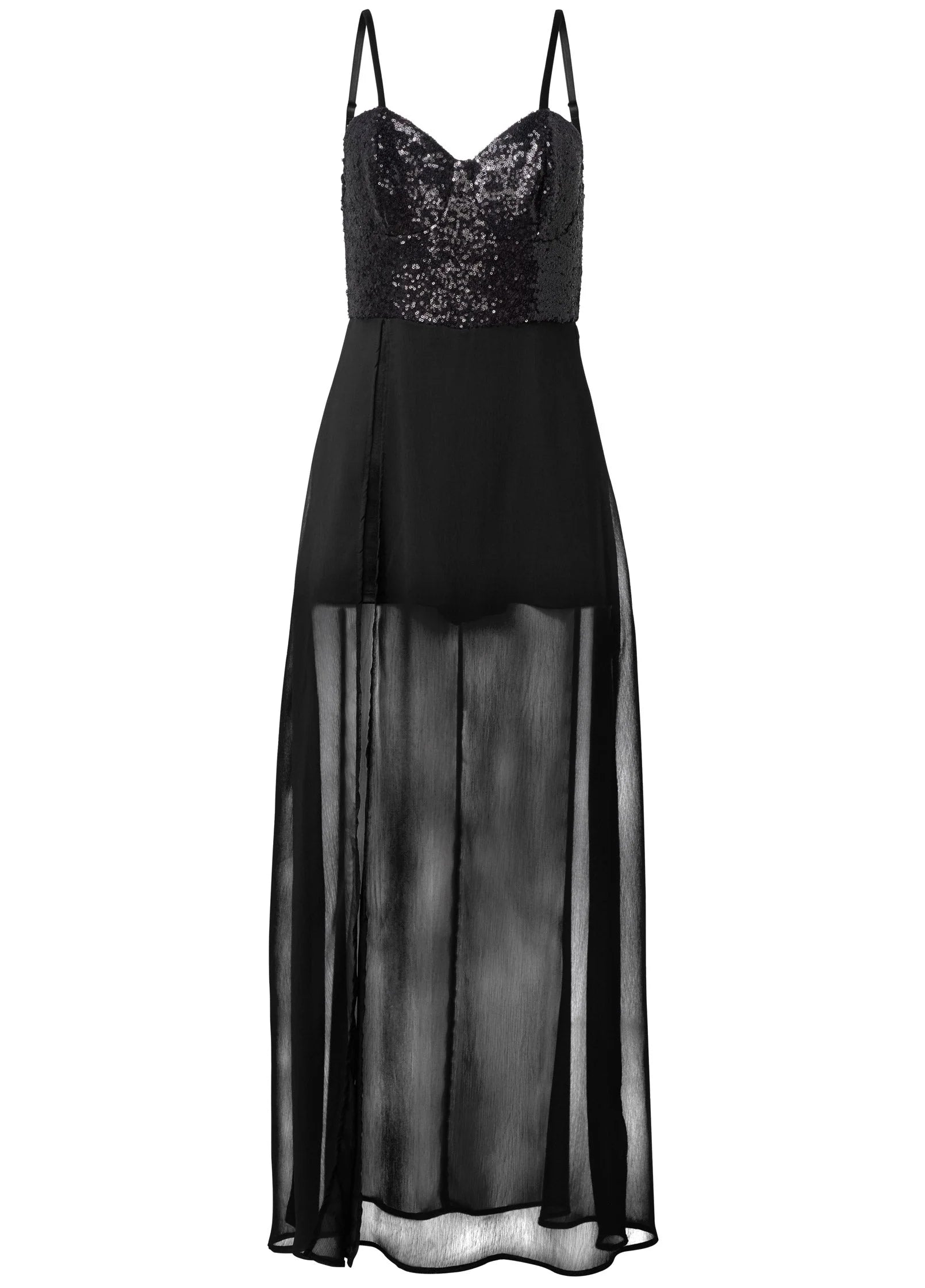 Sequin Top Overlay Romper Black