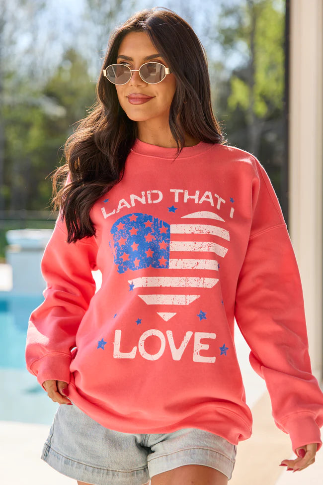 Land That I Love Light Red Graphic Sweatshirt