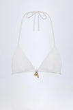 Charm Detail Triangle Bikini Top in White