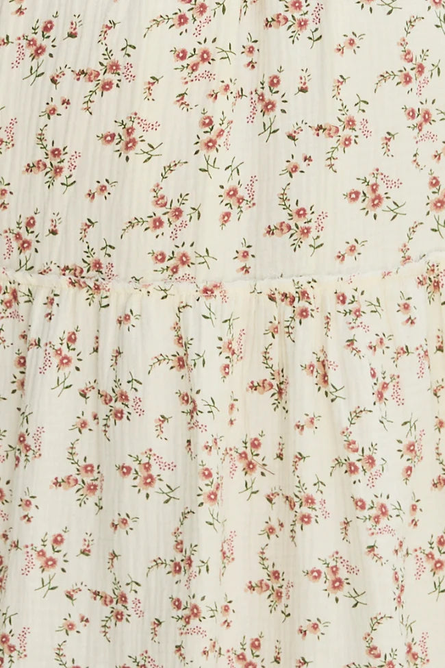 Thalia Neutral Floral Smocked Top Dress SALE