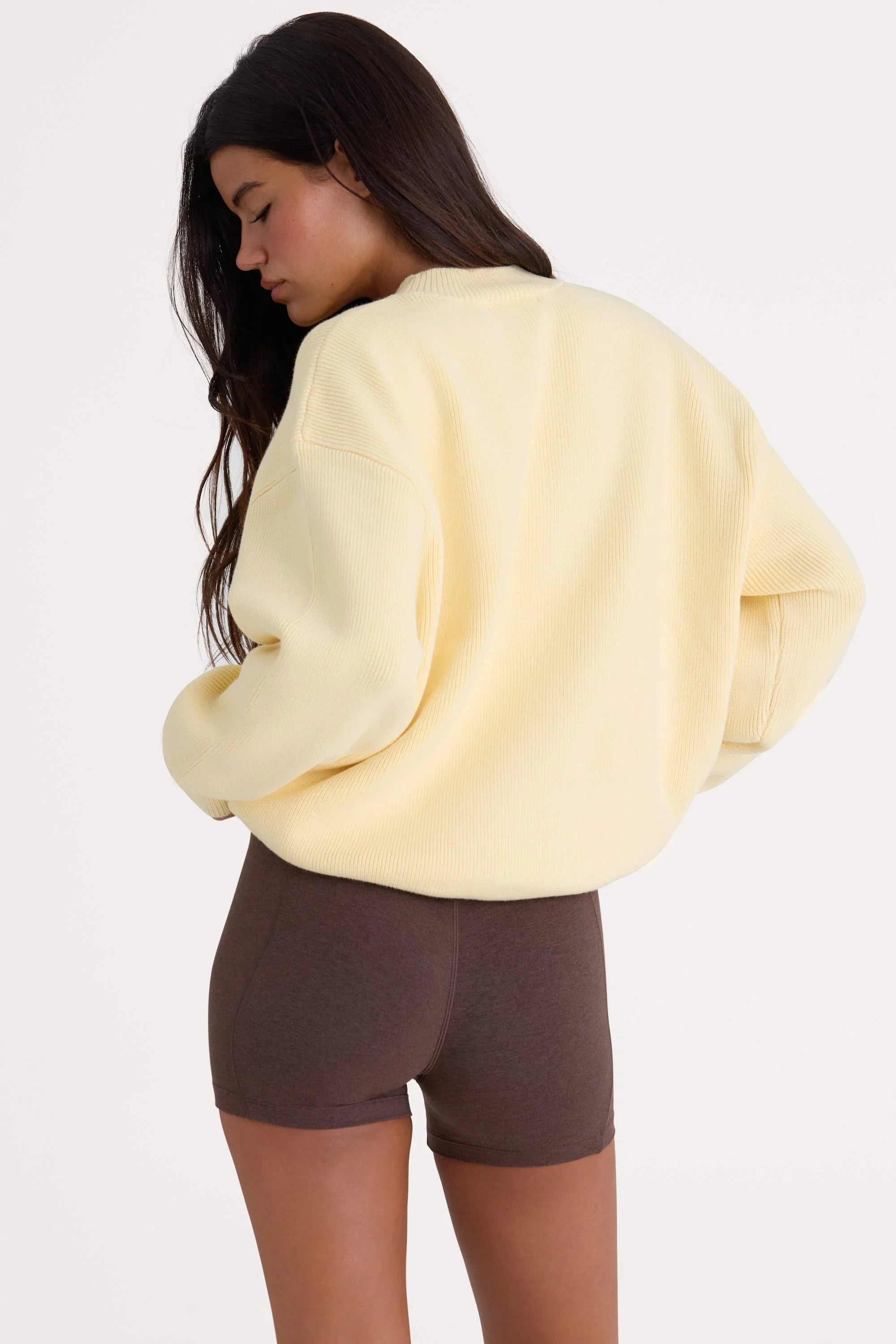 Ribbed Knit Oversized Jumper in Lemon