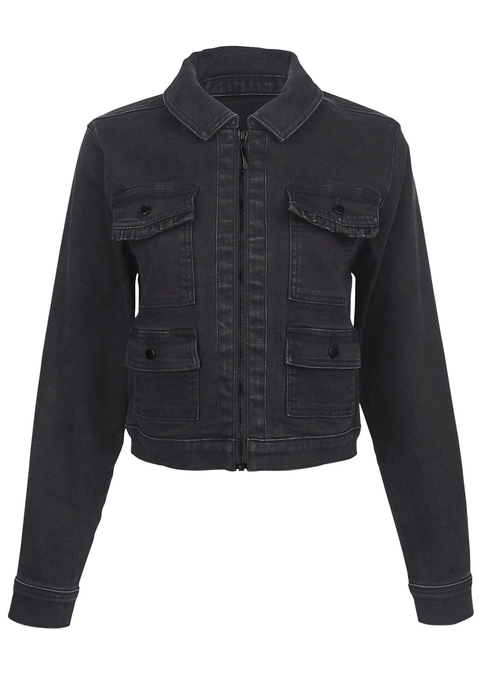 Denim Cargo Jacket Black Wash
