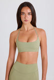 Scoop Neck Halterneck Sports Bra in Matcha