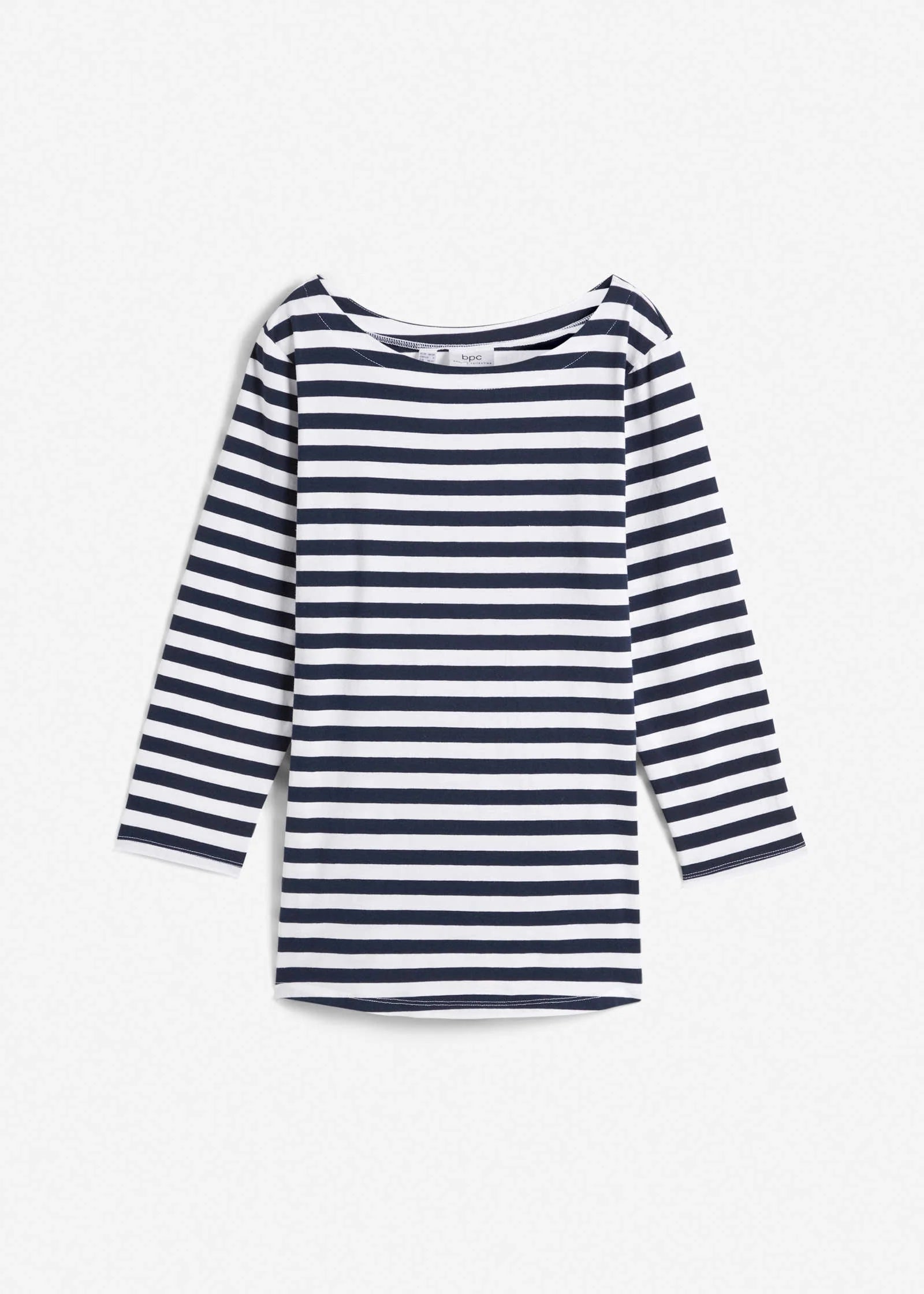 Boat Neck Striped Top White Navy Stripe