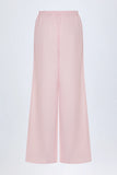 Wide Leg Cotton Poplin Trousers in Pink White Stripe