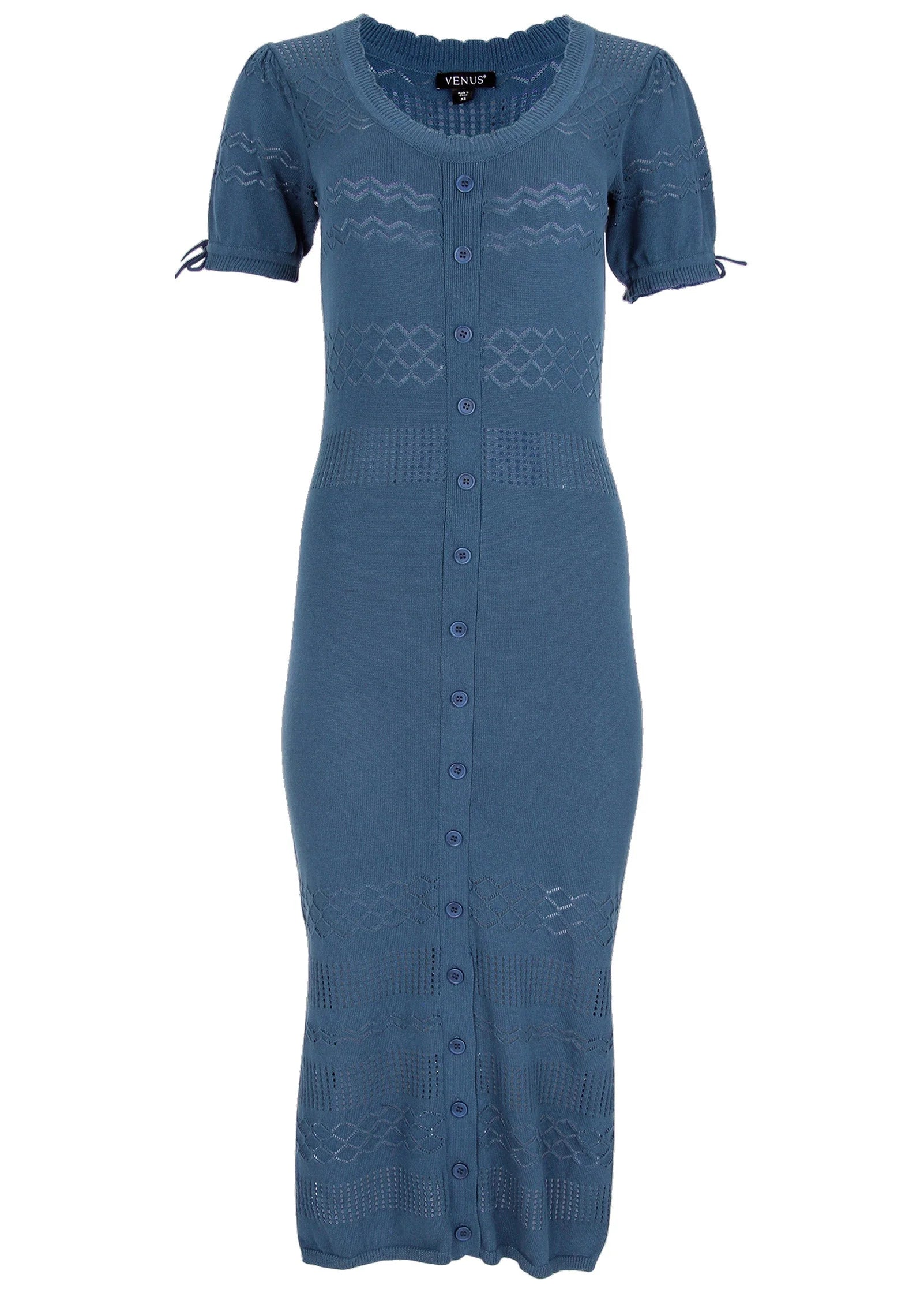 Pointelle Midi Dress Ensign Blue