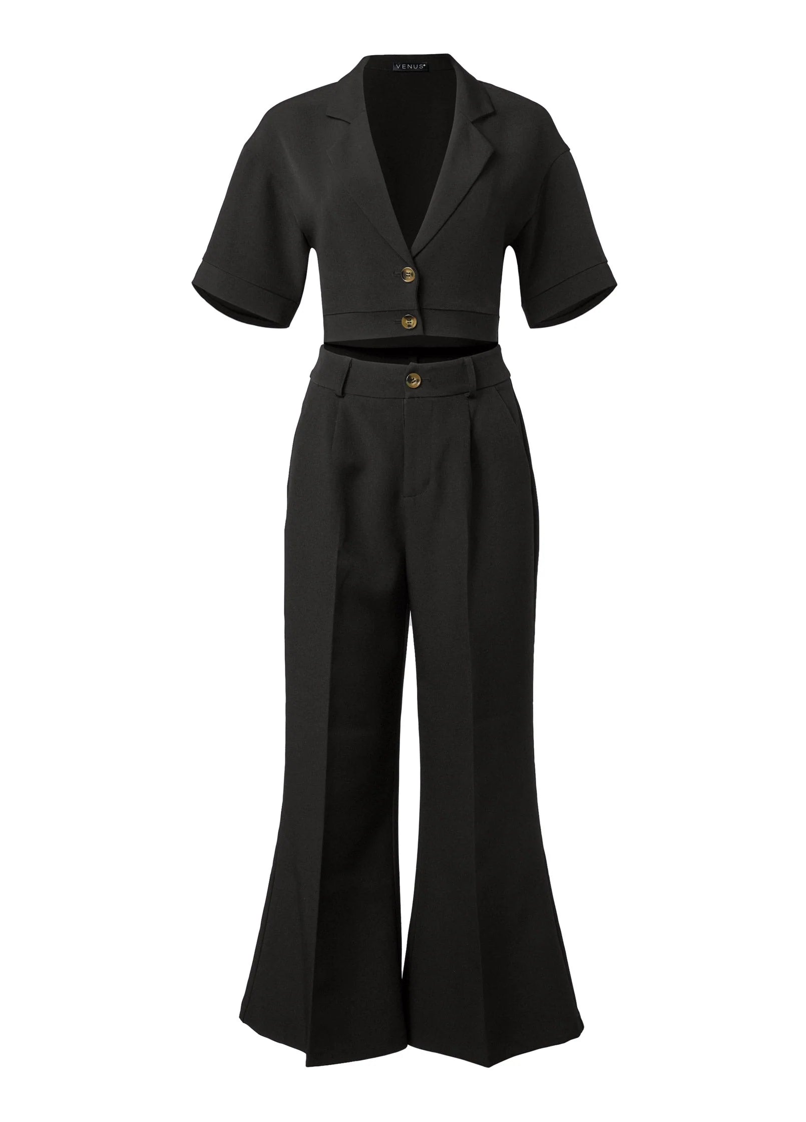 Flare Leg Suiting Set Black