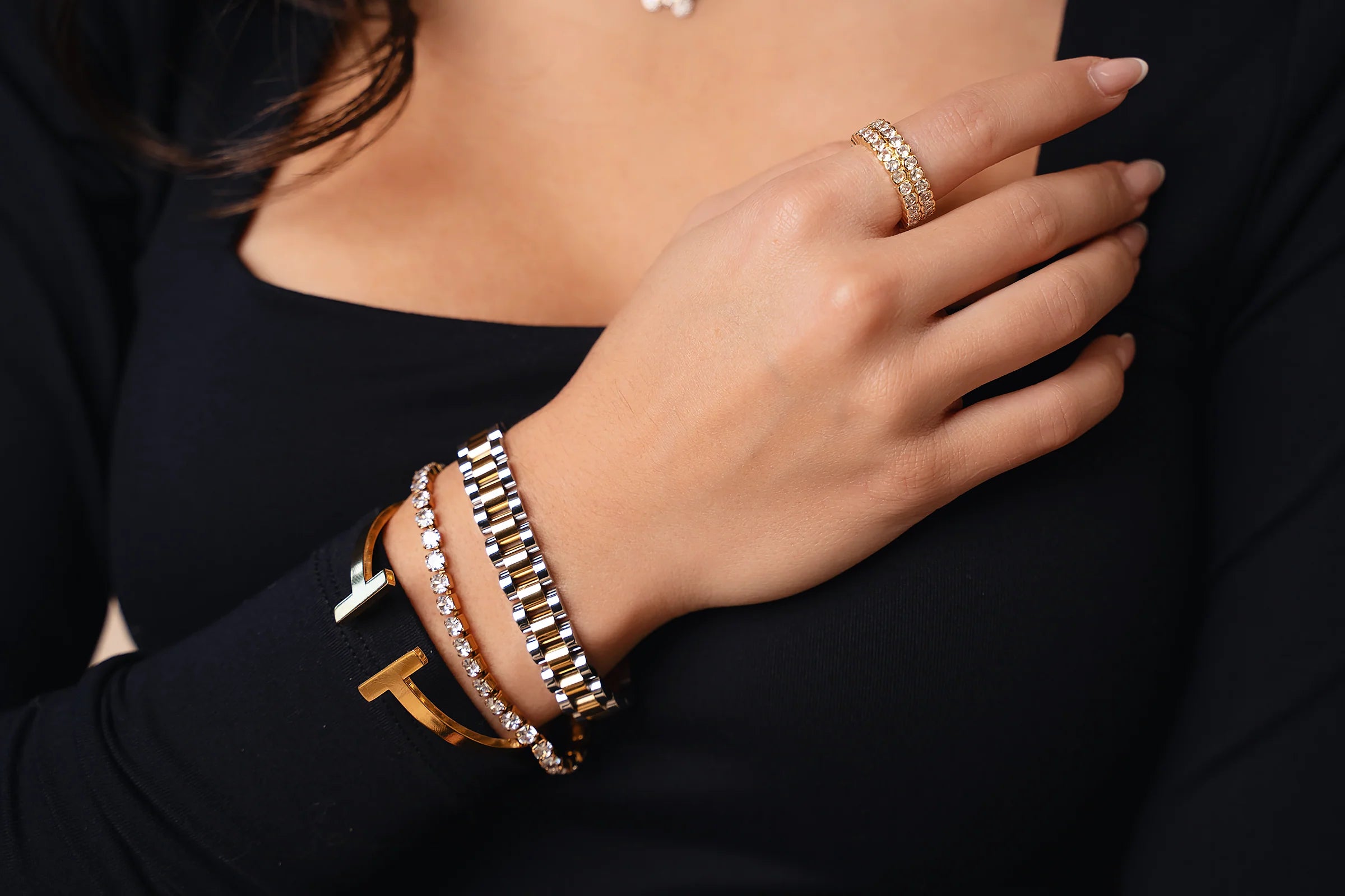 Vega Silver and Gold Band Bracelet