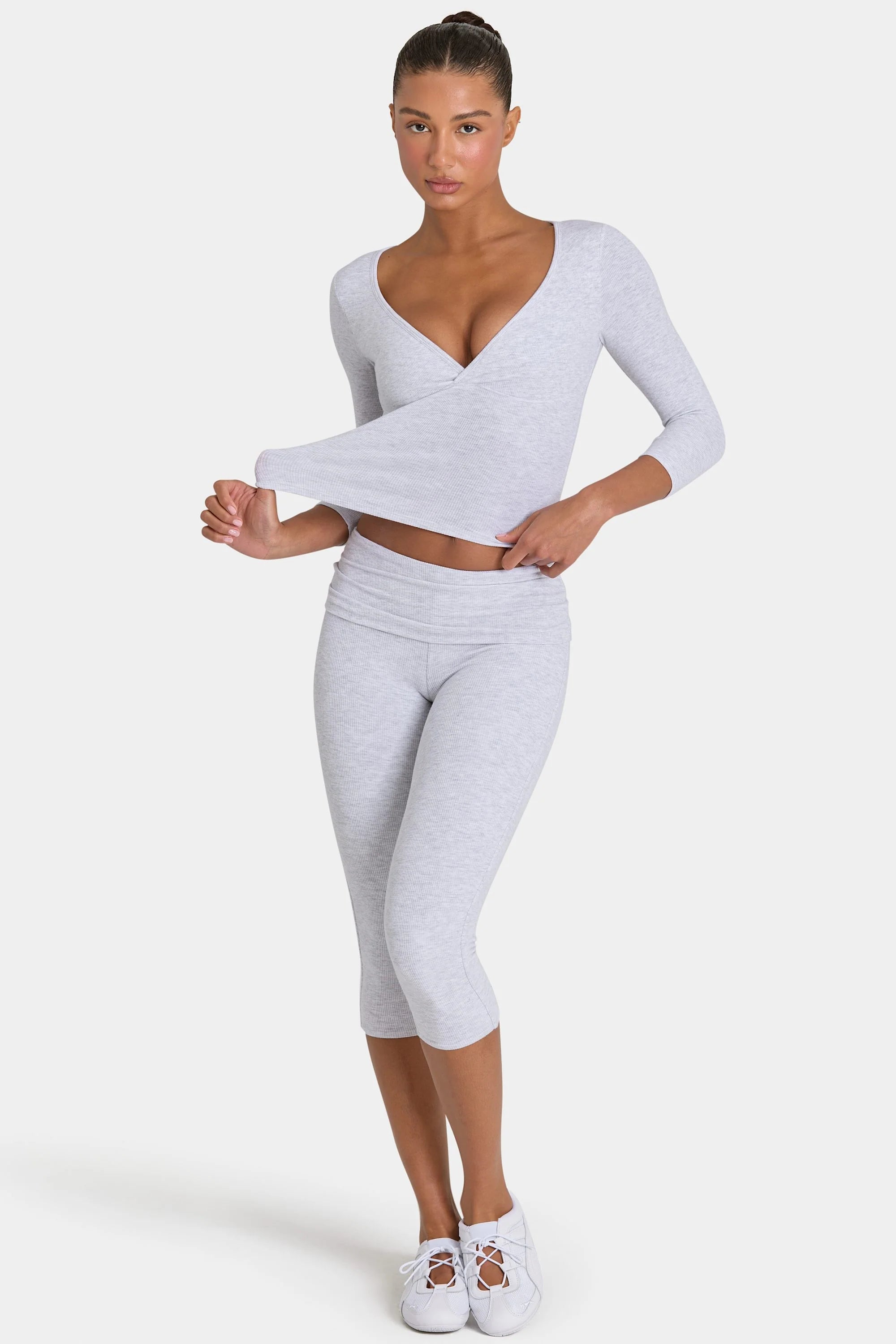 ButterCloud Capri Leggings in Grey Marl