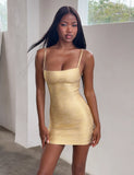 MIDORI METALLIC BANDAGE DRESS GOLD