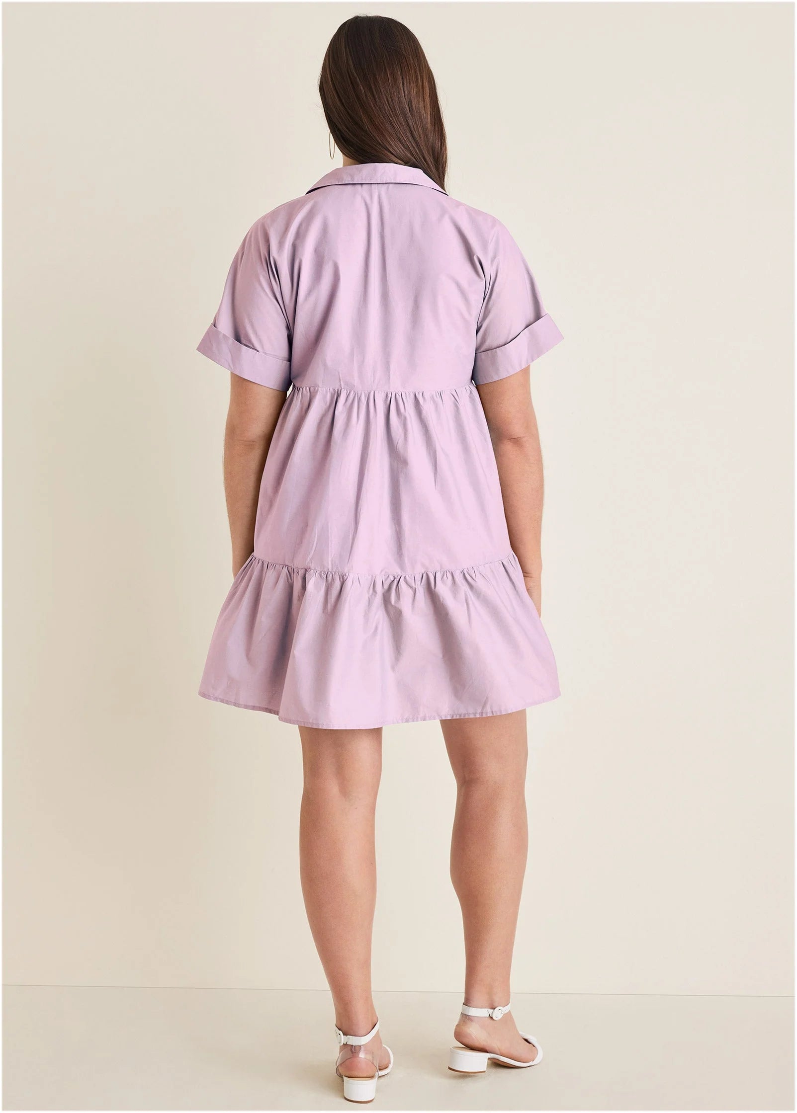 Cotton Poplin Tiered Dress Lilac
