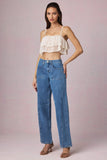 Mid Rise Barrel Leg Jeans in Mid Blue Wash