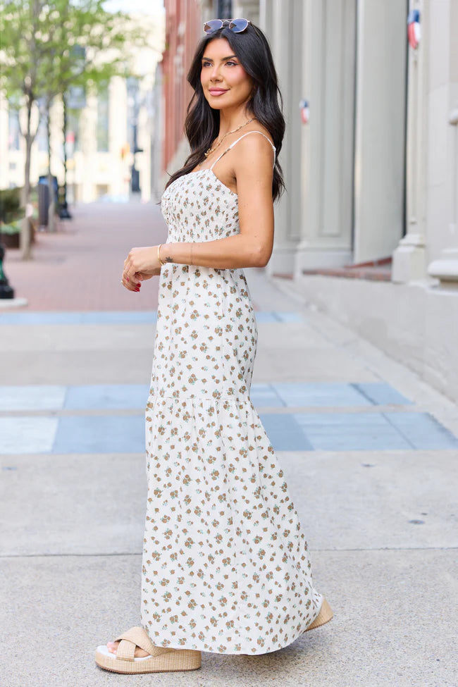 Rowan Brown Floral Maxi Dress