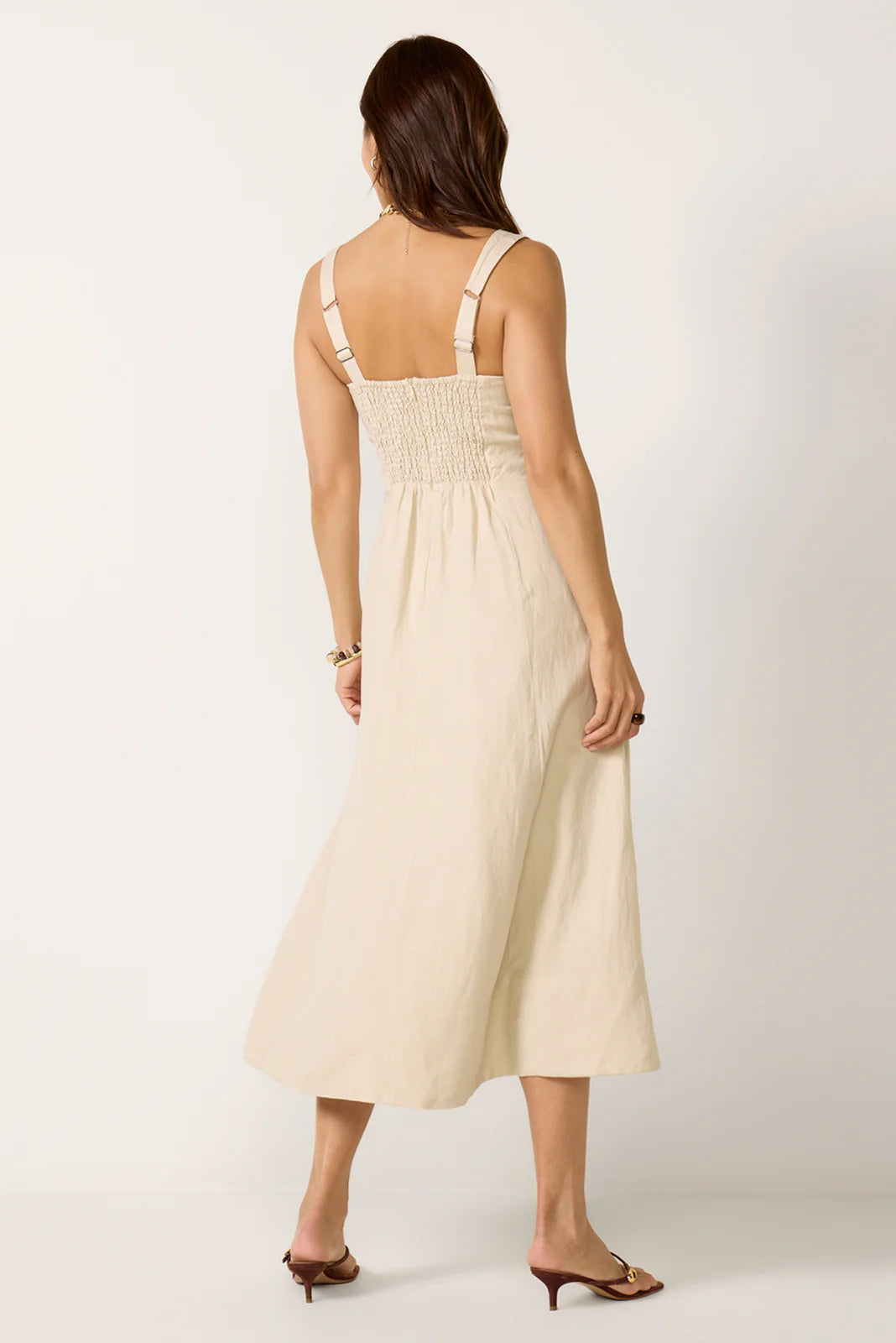 Kaiden Linen Seamed Midi Dress