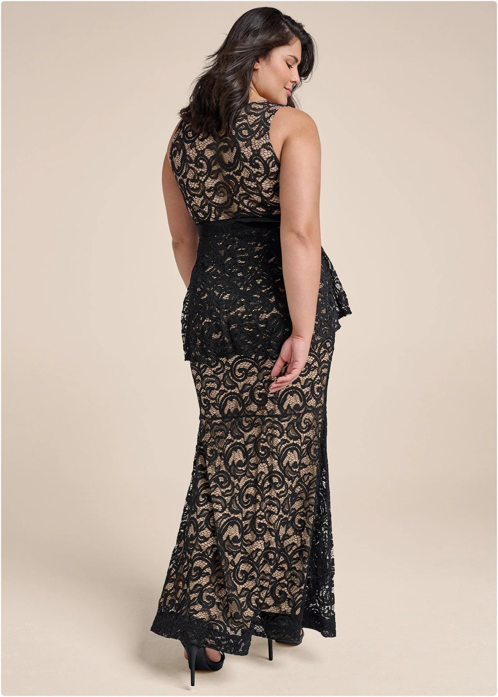 Tiered Lace Gown Black