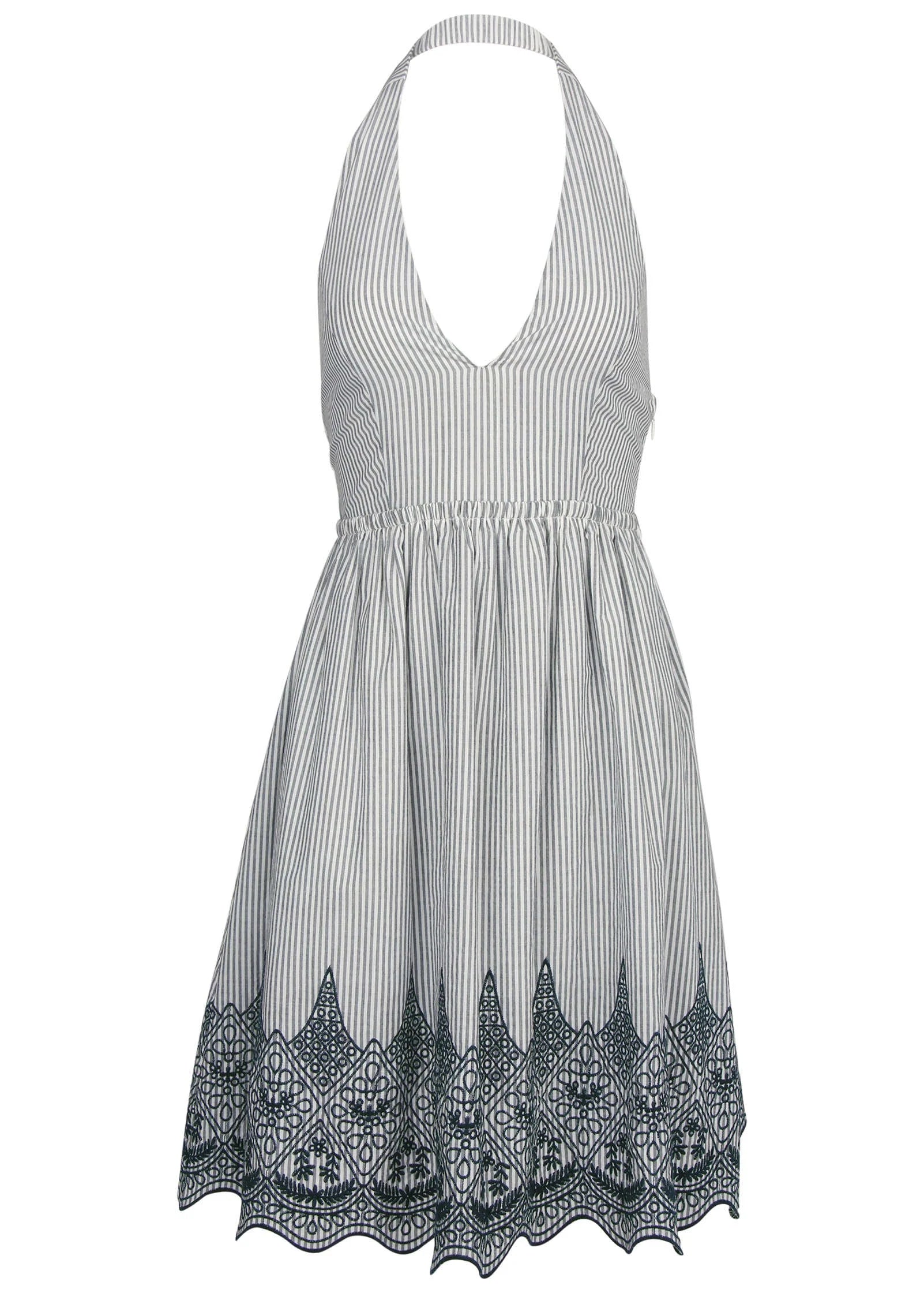 Embroidered Midi Dress Black Ecru