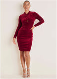 Stretch Velvet Cutout Dress Haute Red
