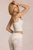 Lace Soft Scoop Boned Corset Top in Pearl