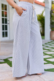 Mia White Black Pinstriped Pull On Pants