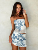 HARRIETT TUBE TOP BLUE TATTOO TATTOO PRINT