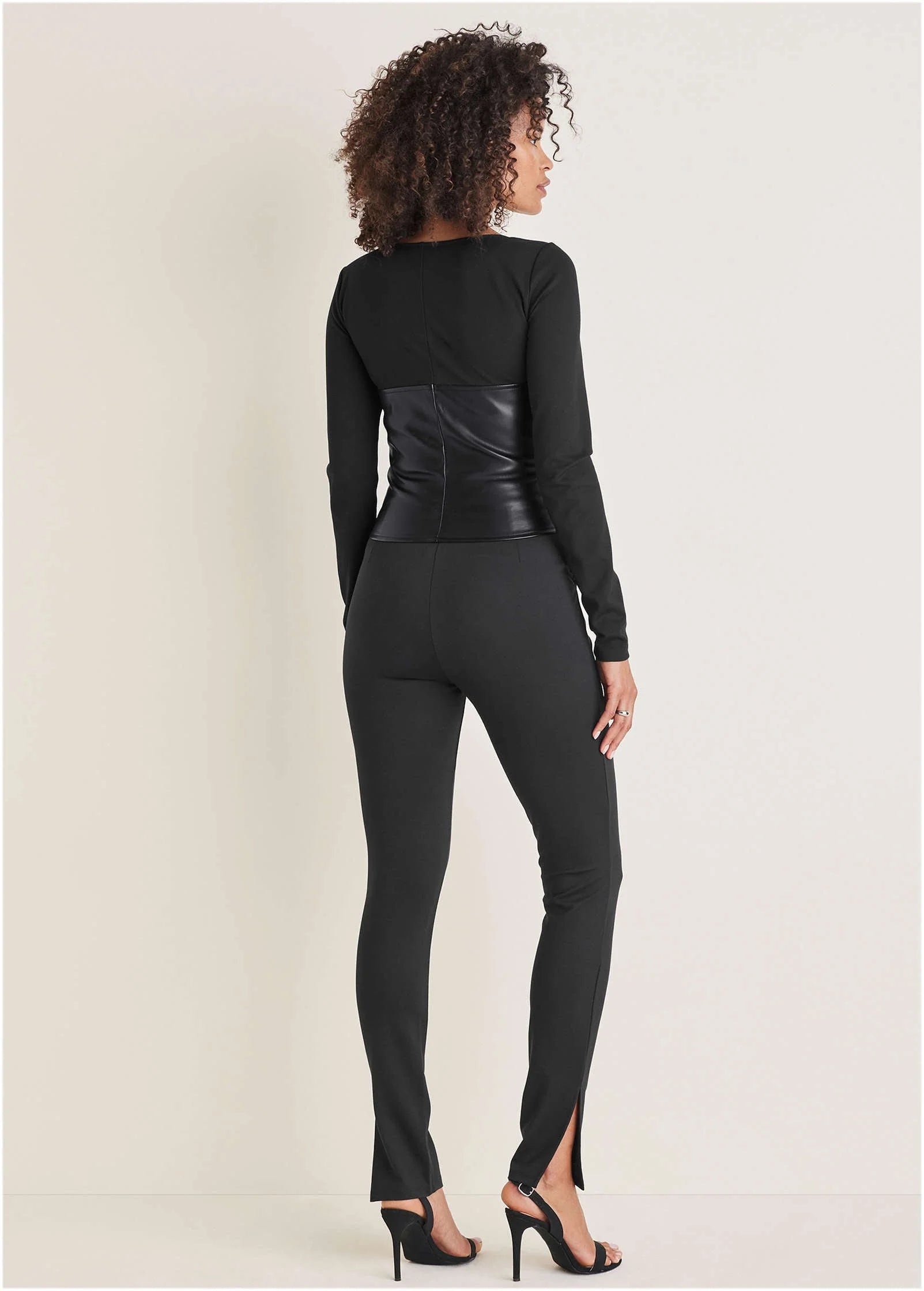Faux Leather Corset Top Jet Black