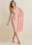 One Shoulder Bandage Dress Pink