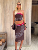 SERAH DIAMANTE MIDI SKIRT CHOCOLATE