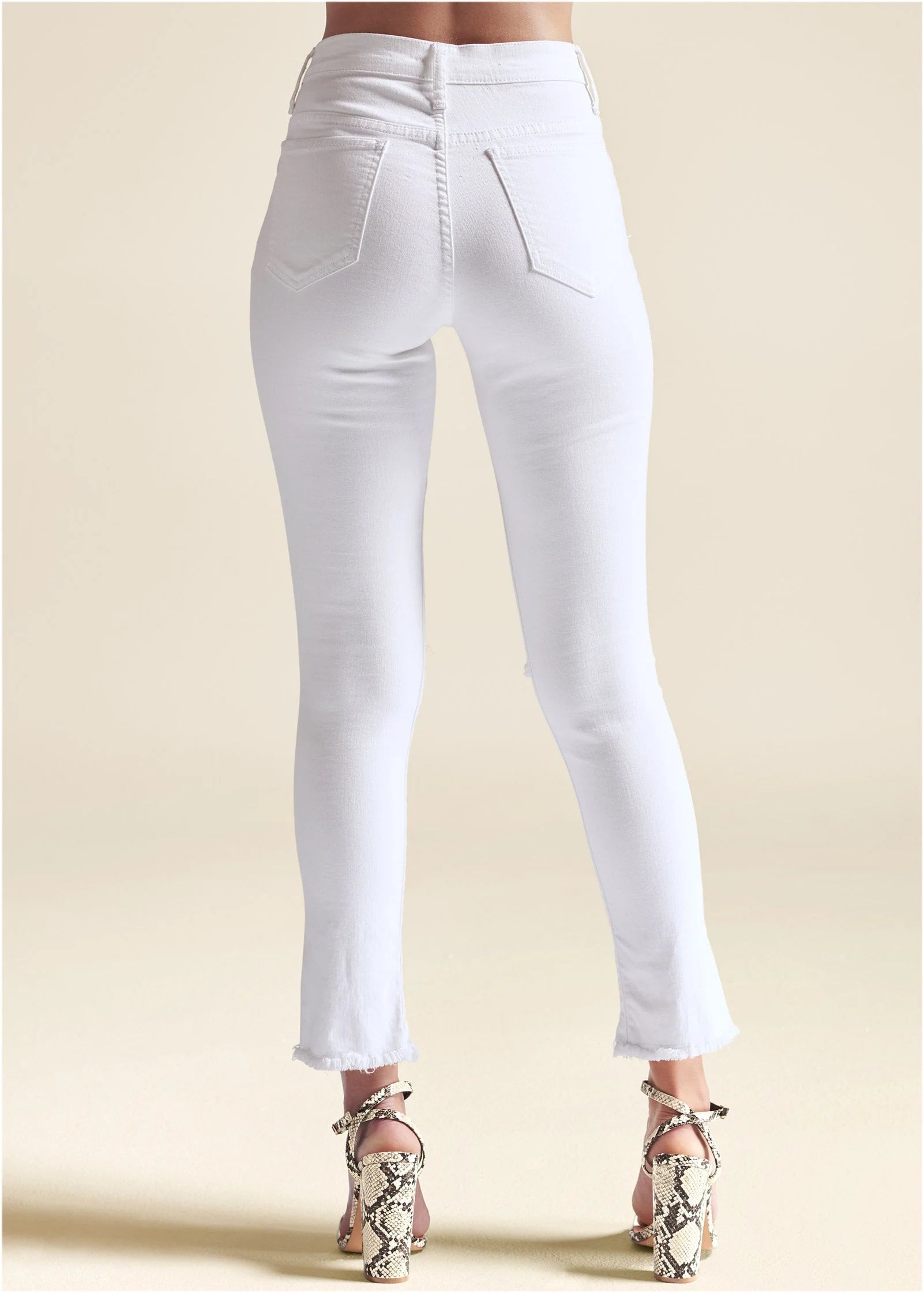 Triangle Hem Jeans White
