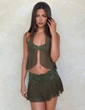 ADELINA MINI SKIRT GREEN KHAKI GREEN IVORY