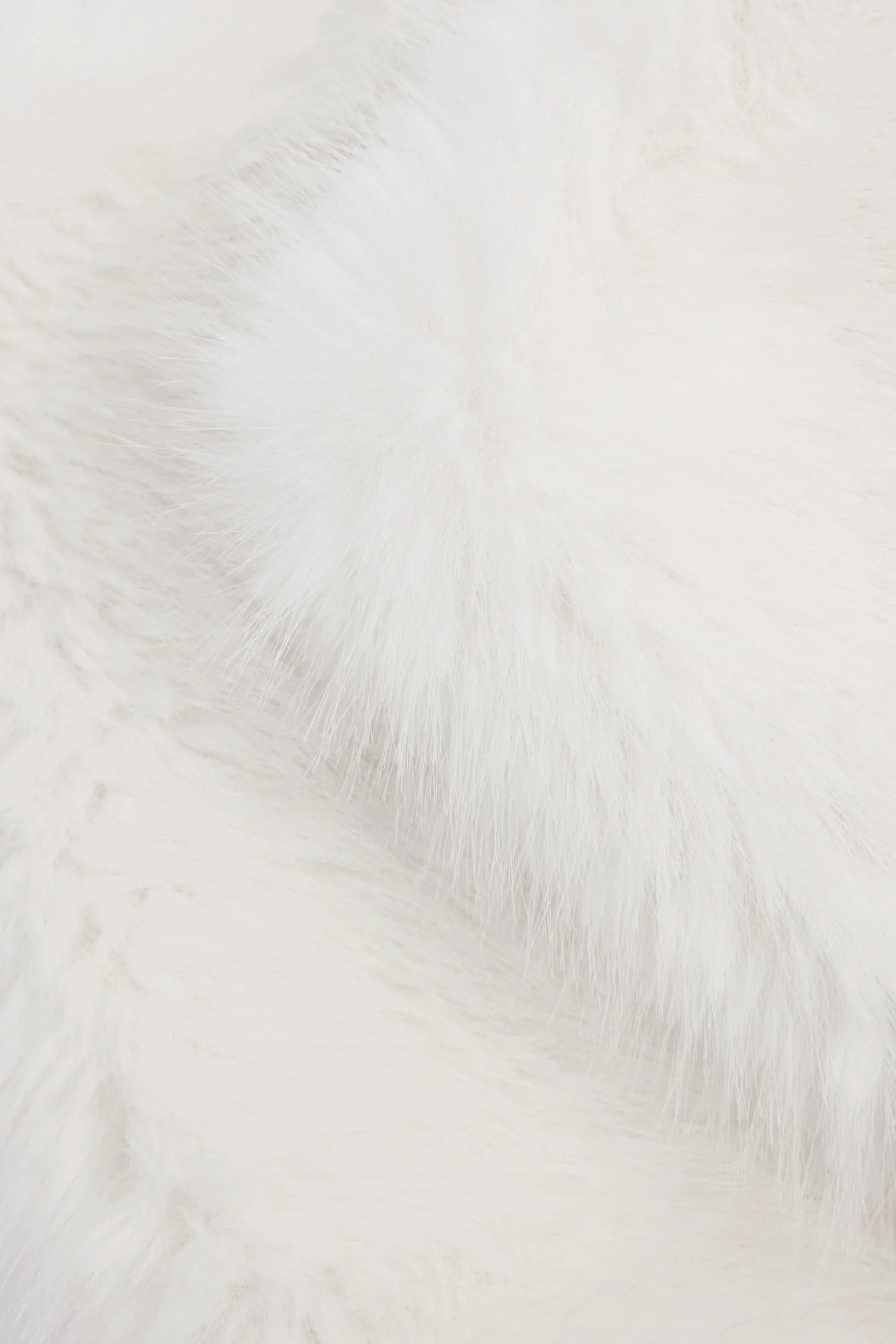 Buckle Detail Faux Fur Micro Mini Skirt in White