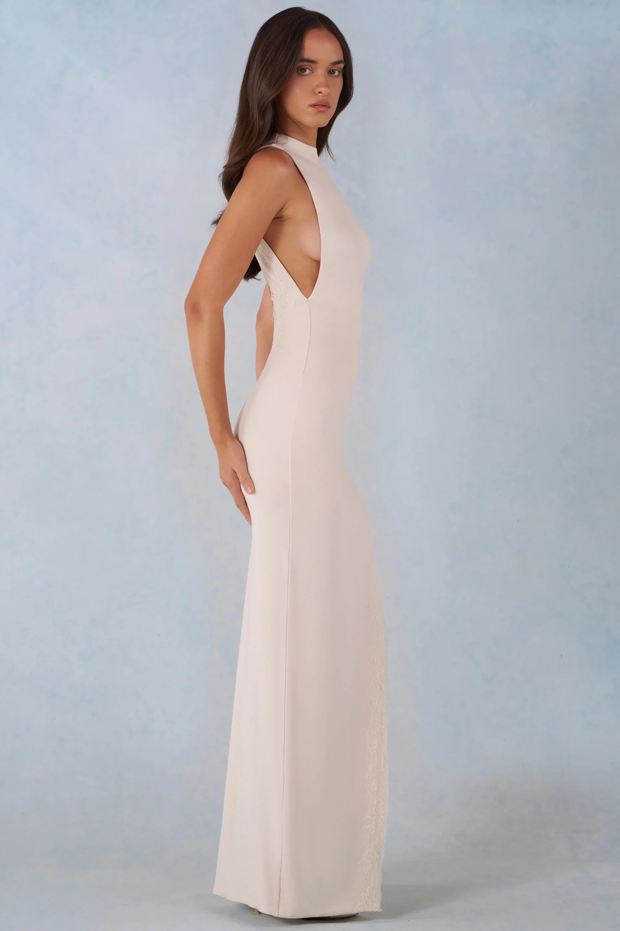 Modal Halterneck Maxi Dress in Ivory