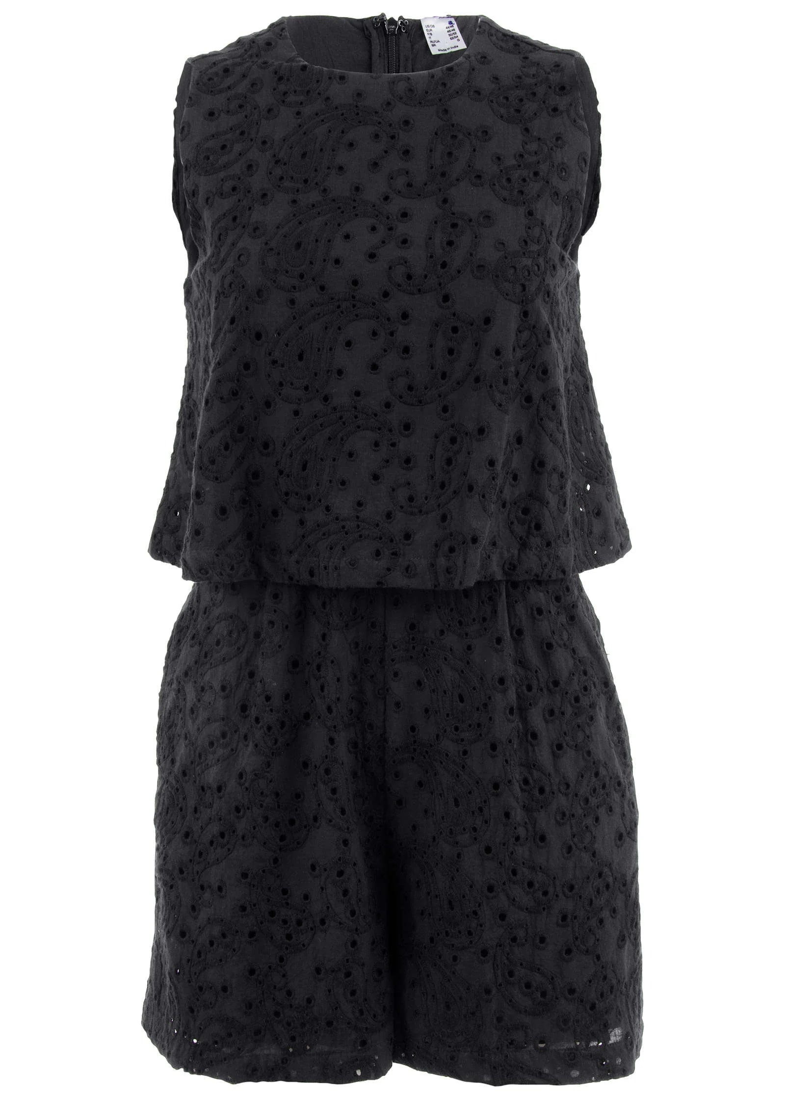 Paisley Eyelet Romper Black