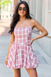 Blaire Pink Plaid Bubble Hem Mini Dress
