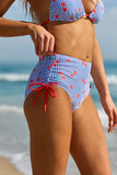 High Tide Cherry On Stripe Navy High Waisted Bikini Bottom