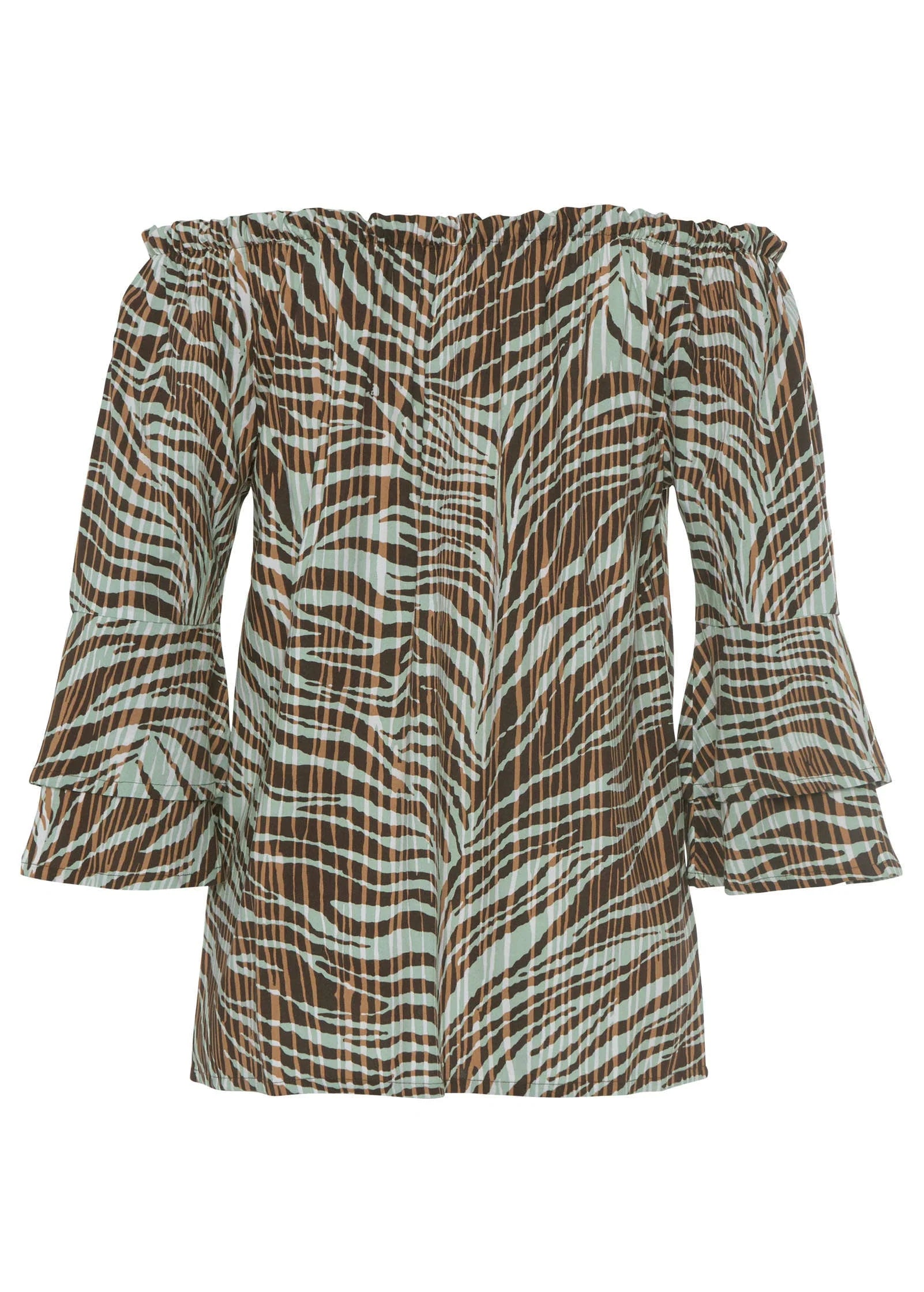 Off The Shoulder Top Brown Multi