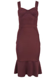 Ruffle Trim Midi Dress Wine