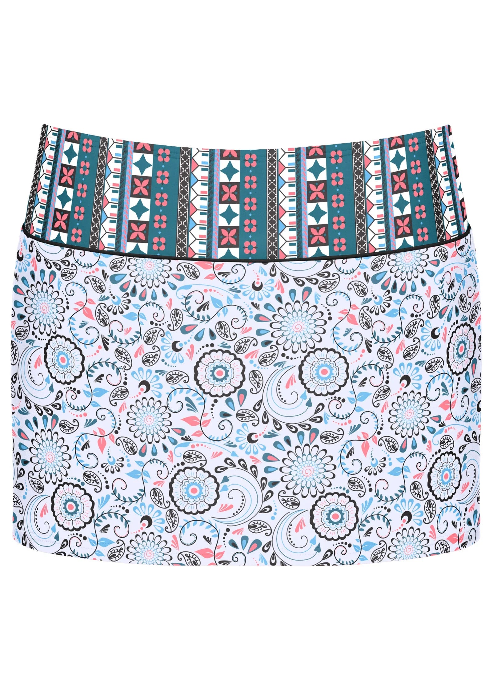 Bohemian Swim Skirt Lotus Flowers