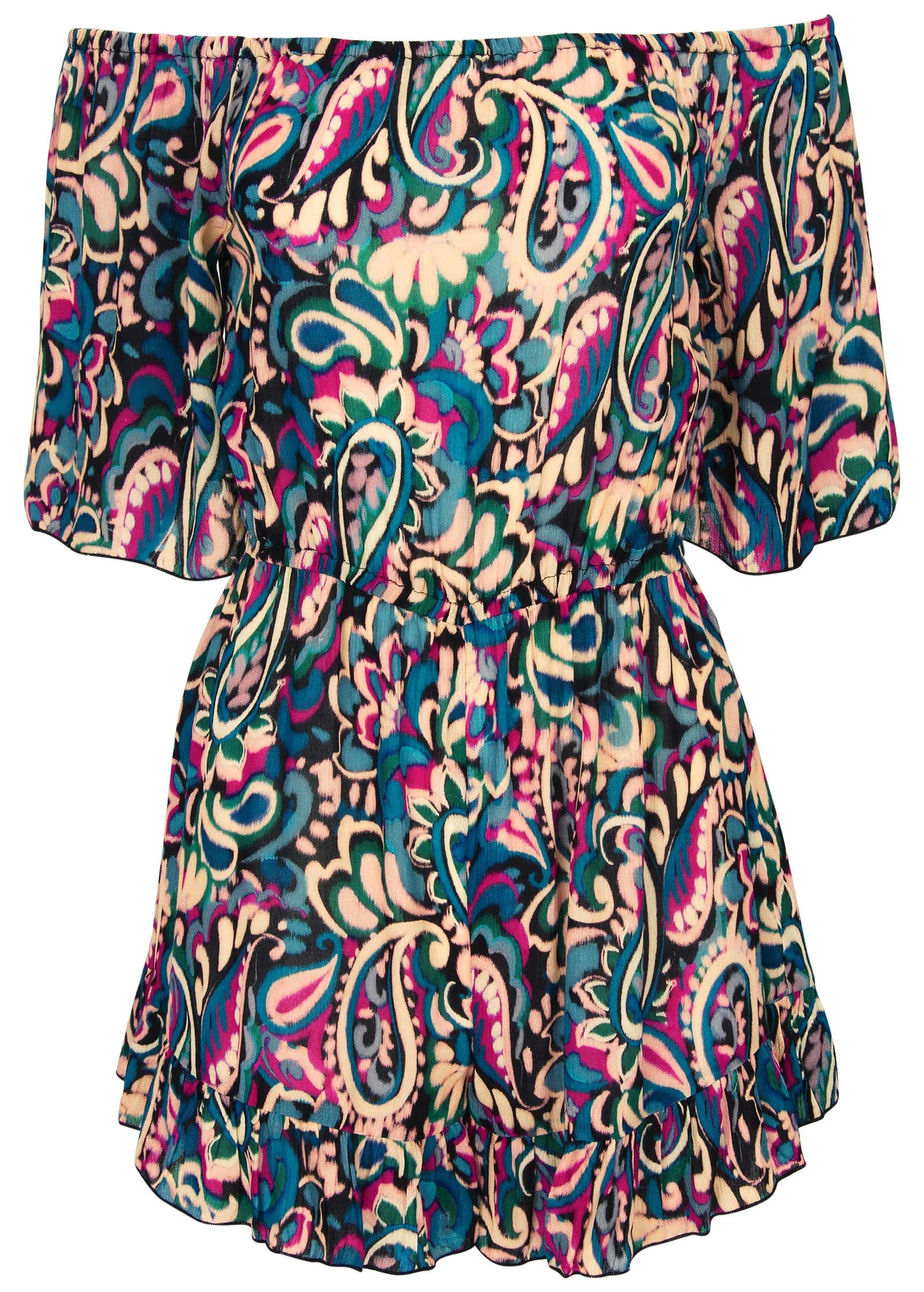 Flirty Cover Up Romper Fuzzy Paisley