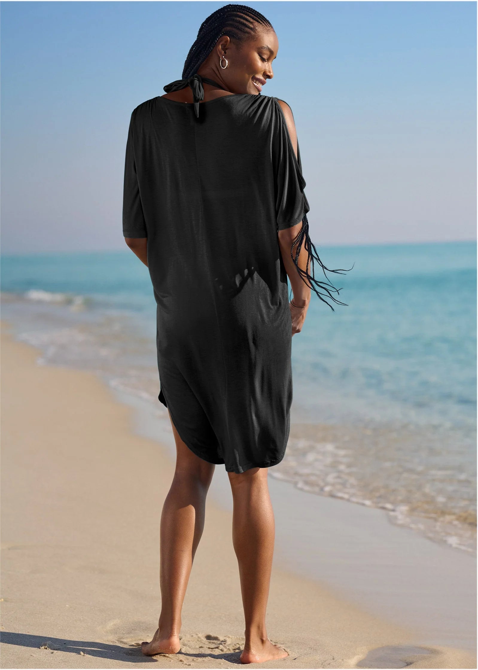Ring Front Dolman Cover Up Black Beauty