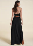 Cross Neck Halter Dress Black