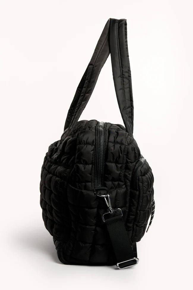 Haylie Black Quilted Weekender Bag
