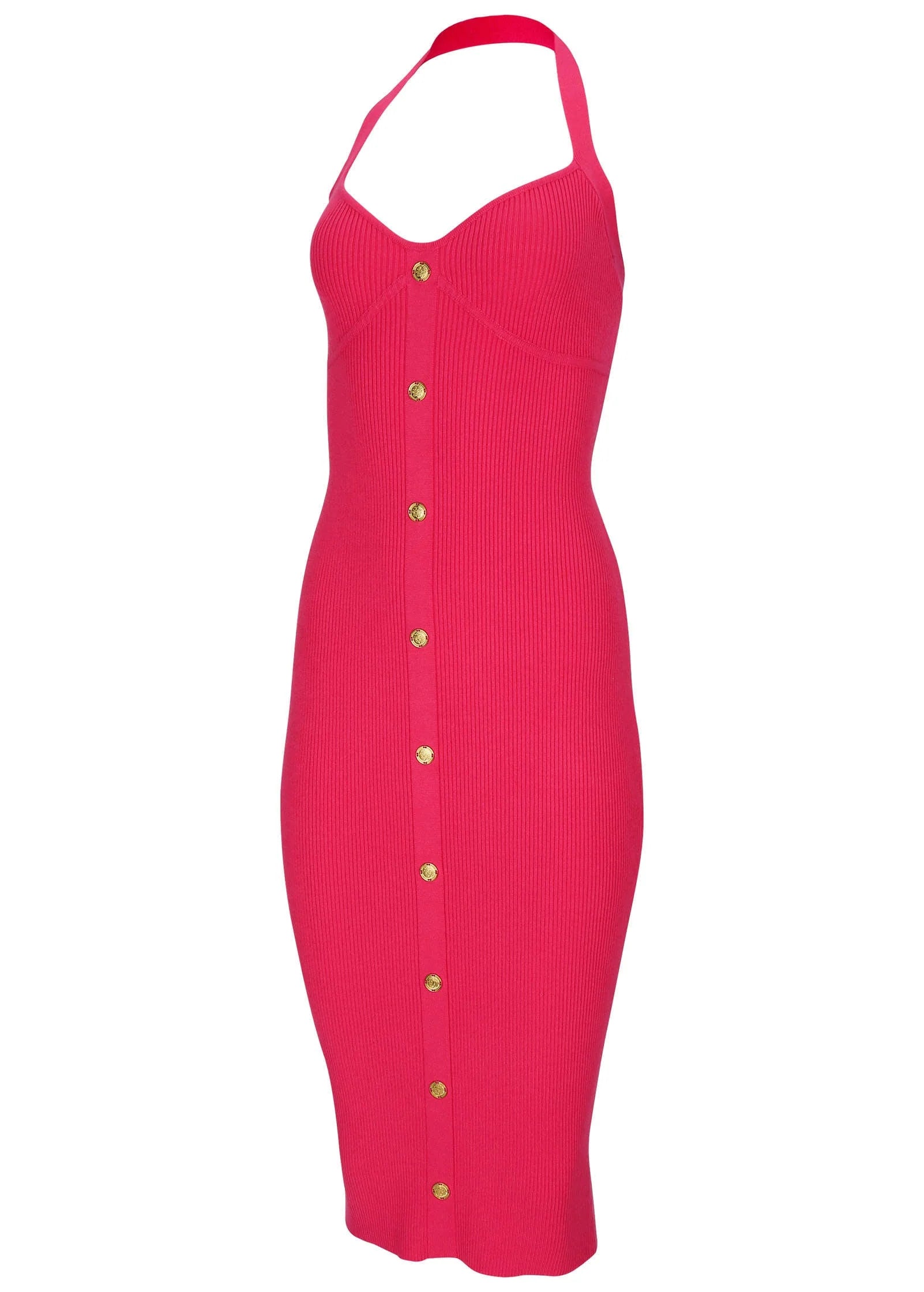 Button Front Halter Midi Azalea