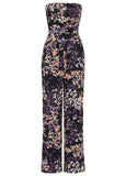 Strapless Printed Jumpsuit Purple Multi