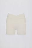 Soft Active Pocket V Waist Mini Shorts in Oat