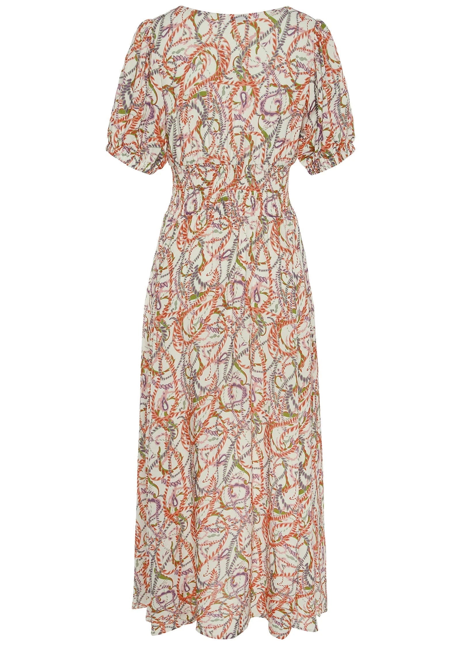 V Neck Maxi Dress White Multi