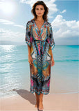 Long Kimono Cover Up Mirrored Jungle