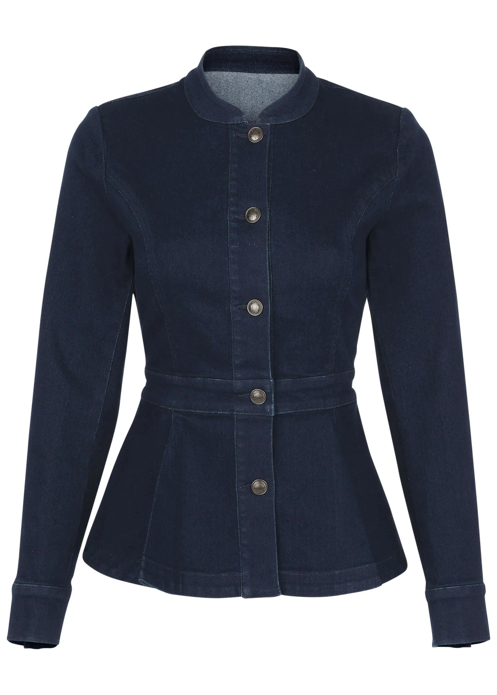 Denim Peplum Blazer Dark Rinse Wash